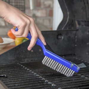 SPARTA 4067200 Flo-Pac Plastic Kitchen Brush, Grill Cleaning Brush, Griddle Brush With Scraper For Kitchen, Restaurant, Home , 11.375 Inches, Blue