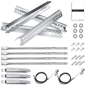 hisencn grill replacement parts for charbroil advantage series 4 burner 463344116, 466344116 gas grill, grill burners tube, heat plate tent shield, adjustable carryover tube, g361-0003-w1