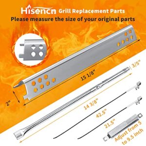 Hisencn Grill Replacement Parts for Charbroil Advantage Series 4 Burner 463344116, 466344116 Gas Grill, Grill Burners Tube, Heat Plate Tent Shield, Adjustable Carryover Tube, G361-0003-W1