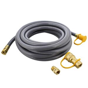 BISupply Natural Gas Grill Hose, 24ft - Flexible Gas Line Quick Connect Gas Hose 3/8in Female Flare to 1/2in Male Flare