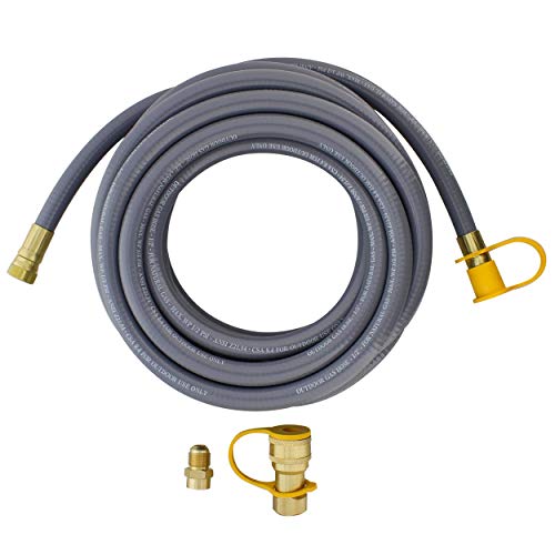 BISupply Natural Gas Grill Hose, 24ft - Flexible Gas Line Quick Connect Gas Hose 3/8in Female Flare to 1/2in Male Flare
