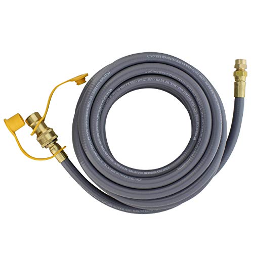 BISupply Natural Gas Grill Hose, 24ft - Flexible Gas Line Quick Connect Gas Hose 3/8in Female Flare to 1/2in Male Flare