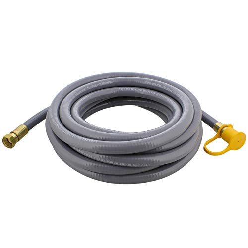 BISupply Natural Gas Grill Hose, 24ft - Flexible Gas Line Quick Connect Gas Hose 3/8in Female Flare to 1/2in Male Flare