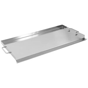 lineslife stainless steel rectangular griddle, flat top grill plate for stovetop with removable handles for bbq charcoal/gas grills, 26.8×16.5inches