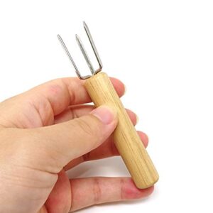 HONBAY 8PCS Stainless Steel Corn Holders Corn Cob Holders Corn Forks with Wood Handle for Home Cooking, BBQ Grill