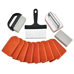 rtt griddle cleaning kit for blackstone 15 pieces – heavy duty grill cleaner kit with grill stone, griddle scraper, & griddle brush with stainless steel handle – easy to use flat top cleaning kit
