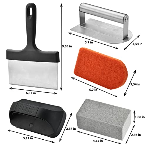 RTT Griddle Cleaning Kit for Blackstone 15 Pieces - Heavy Duty Grill Cleaner Kit with Grill Stone, Griddle Scraper, & Griddle Brush with Stainless Steel Handle - Easy to Use Flat Top Cleaning Kit