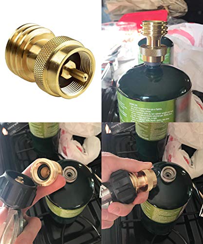 SHINESTAR Propane Tank Adapter 1lb to 20lb, Steak Saver for Disposable Throwaway Cylinder, Solid Brass