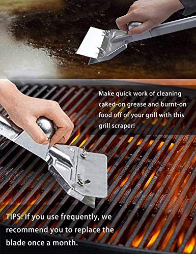 WITBASS Grill Scraper, Heavy Duty Aluminum Die-Cast Extra Large Griddle Scraper Set with Blades Flat Top Grill Accessories Griddle Cleaning Kit (16''*6'' Grill Scraper)