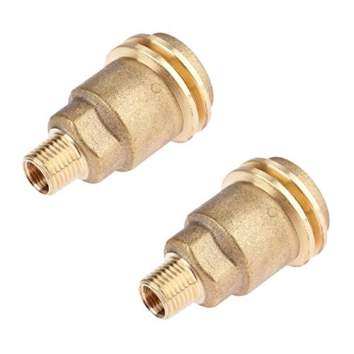 QCC1 Nut Propane Gas Fitting Hose Adapter with 1/4" Male Pipe Thread, Propane Quick Connect Fittings Hose Adapters, Solid Brass Outdoor Cooking Propane Adapter (Pack of 2)