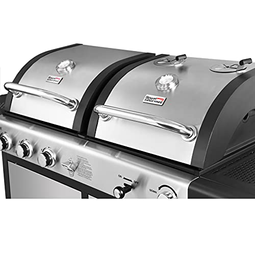 Royal Gourmet ZH3002SC 3-Burner 25,500-BTU Dual Fuel Propane and Charcoal Combo with Protected Grill Cover, Silver