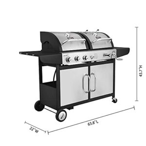 Royal Gourmet ZH3002SC 3-Burner 25,500-BTU Dual Fuel Propane and Charcoal Combo with Protected Grill Cover, Silver