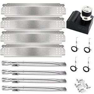 utheer grill replacement parts for home depot nexgrill 4 burner 720-0830h, included 4 grill burner tube, 4 heat plates, 4 ignitors, 1 universal spark generator tact electronic switch igniter