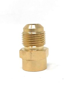 1/2 male flare x 3/8 female flare brass reducer coupling [661-fa0806] to adapt 1/2″ application to 3/8 inch natural gas grill hose connect propane assembly-3/8 female flare thread x 1/2 male flare