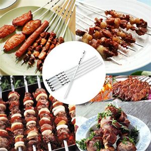 JOMVERL 12PCS Kabob Skewers Flat Metal BBQ Barbecue Skewer 14" Long Stainless Steel Shish Kebob Sticks Wide Reusable Grilling Skewers Set for Meat Shrimp Chicken Vegetable, 12 Pack