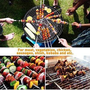 JOMVERL 12PCS Kabob Skewers Flat Metal BBQ Barbecue Skewer 14" Long Stainless Steel Shish Kebob Sticks Wide Reusable Grilling Skewers Set for Meat Shrimp Chicken Vegetable, 12 Pack