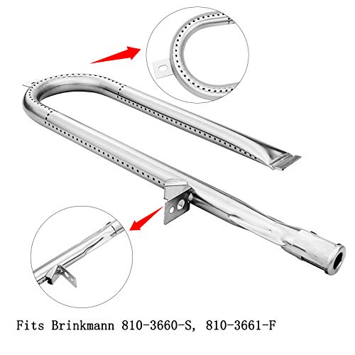 Uniflasy Grill Replacement Parts Kit for Brinkman 810-3660-S, 810-3661-F, Includes Grill Burner Tube Pipe, Heat Plate Shield/Heat Tent/Burner Cover/Flame Tamer, Crossover Channel Tube