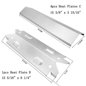 Uniflasy Grill Replacement Parts Kit for Brinkman 810-3660-S, 810-3661-F, Includes Grill Burner Tube Pipe, Heat Plate Shield/Heat Tent/Burner Cover/Flame Tamer, Crossover Channel Tube