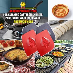 Original Pan Scrapers Set, 4 Pack Flexible Thicker Polycarbonate Plastic Pan Scraper Tools for Cast Iron Skillets, Cookware, Pans, Dishes and Pots