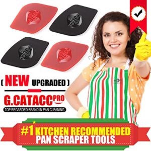 Original Pan Scrapers Set, 4 Pack Flexible Thicker Polycarbonate Plastic Pan Scraper Tools for Cast Iron Skillets, Cookware, Pans, Dishes and Pots