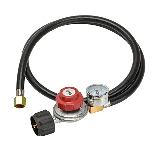 only fire 4Ft 0-30PSI Adjustable Propane Regulator with Tank Gauge QCC-1 Connection Hose for Grills, Turkey Fryers, Burner, Forge, Fire Pit etc