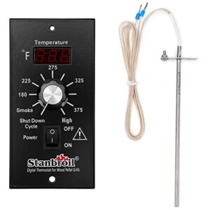 stanbroil replacement for traeger digital controller kit, upgraded bbq temperature controller with 7″ rtd temperature sensor probe fit for traeger pellet grills