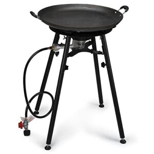 onlyfire paella burner and stand set with 21 inch frying pan and reinforced legs, gs300 outdoor cooking system portable propane cooker with wok for backyard camping rv