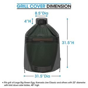 Unicook Grill Cover 31.5 Inch, Compatible with Large Big Green Egg, Kamado Joe, Pit Boss Grills, Heavy Duty Waterproof Ceramic Grill Cover, Fade Resistant Smoker Cover, 31.5" Dia X 31.5" H, Black