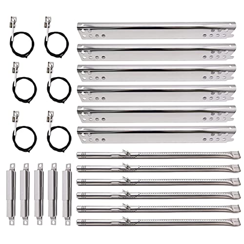 Criditpid Grill Replacement Parts for Charbroil 6 Burner 463276517, 463244819, Charbroil 463347518, 463347519, 463347017, 463342119. Grill Heat Plates, Burners, Crossover Tubes and Igniters.