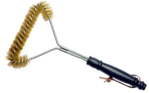 grill brush – 12 inch, brass bristle wire, heavy duty brush suitable for cleaning weber, barbecook, ducane and nexgrill gas, electric and charcoal bbqs. unlike stainless steel, won’t scratch porcelain coated barbecue grills & grates – best guarantee.