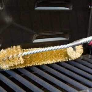 Grill Brush – 12 Inch, Brass Bristle Wire, Heavy Duty Brush Suitable for Cleaning Weber, Barbecook, Ducane and Nexgrill Gas, Electric and Charcoal Bbqs. Unlike Stainless Steel, Won’t Scratch Porcelain Coated Barbecue Grills & Grates – Best Guarantee.