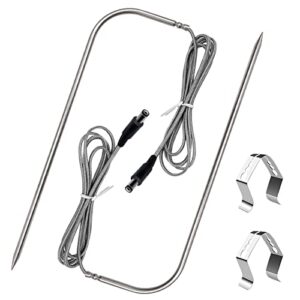 2-pack temperature meat probe replacement for rec tec wood pellet grill, recteq grill accessories, with thermometer probe holder clip