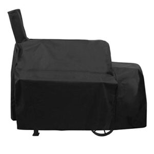 unicook heavy duty waterproof grill cover, compatible with oklahoma joe’s highland, horizontal and more smokers, charcoal offset smoker cover, fade and uv resistant material, black
