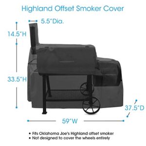 Unicook Heavy Duty Waterproof Grill Cover, Compatible with Oklahoma Joe's Highland, Horizontal and More Smokers, Charcoal Offset Smoker Cover, Fade and UV Resistant Material, Black