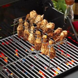Chicken Leg Wing Grill Rack 12 Slots - Stainless Steel Metal Roaster Stand - for Smoker Grill or Oven - Dishwasher Safe