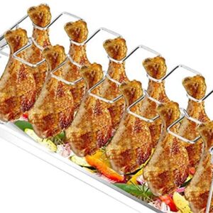 Chicken Leg Wing Grill Rack 12 Slots - Stainless Steel Metal Roaster Stand - for Smoker Grill or Oven - Dishwasher Safe