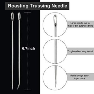 20Pcs Roasting Trussing Needles, 6 Inch BBQ Barbecue Skewers for Grilling, Turkey Pins Metal for Turkey, Chicken, Roasts and Rolled Meats Supplies