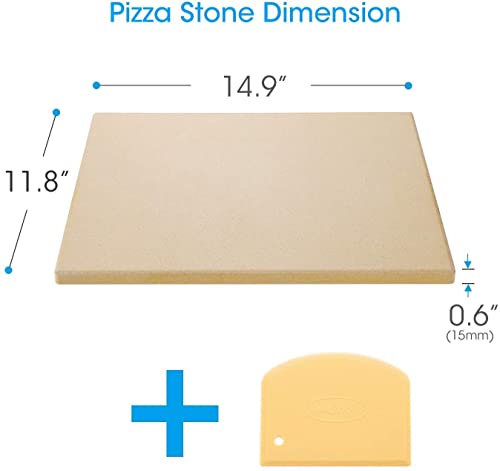 Unicook Heavy Duty Cordierite Pizza Stone, Baking Stone for Bread, Pizza Pan for Oven and Grill, Thermal Shock Resistant, 15 x 12 Inch Rectangular, 6.6Lbs