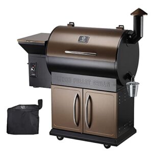 z grills wood pellet grill smoker with digital controls, cover, 700 sq. in. cooking area for outdoor bbq, smoke, bake and roast, 700d,brown