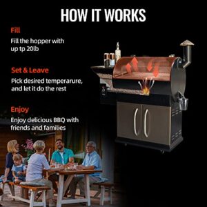 Z GRILLS Wood Pellet Grill Smoker with Digital Controls, Cover, 700 sq. in. Cooking Area for Outdoor BBQ, Smoke, Bake and Roast, 700D,Brown