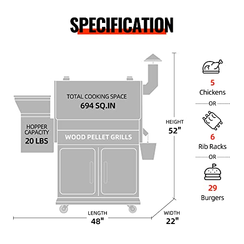 Z GRILLS Wood Pellet Grill Smoker with Digital Controls, Cover, 700 sq. in. Cooking Area for Outdoor BBQ, Smoke, Bake and Roast, 700D,Brown