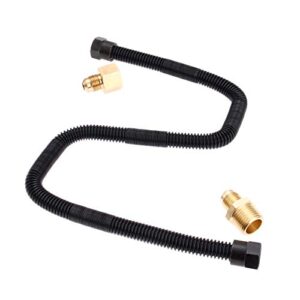 1/2" OD x 3/8" ID 24" Non-Whistle Flexible Flex Gas Line Connector Kit for NG or LP Fire Pit and Fireplace Hose - 1/2" Male Flare x 1/2" Male NPT Fitting End
