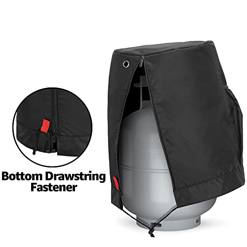 SAMDEW Outdoor 20 lb Propane Tank Cover with Tabletop Feature and 2 Pockets, Grill Gas Tank Cover for 20 lb Propane Tank Cylinder, Water-Resistant, Traveling & Camping, Black (Bag Only)