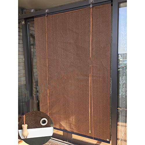 LJIANW Sun Shade Sail, Exterior Roller Shade Blinds Garden Decoration Privacy Screen Breathable HDPE for Outdoor Patio,45Sizes (Color : Brown, Size : 80x110CM)