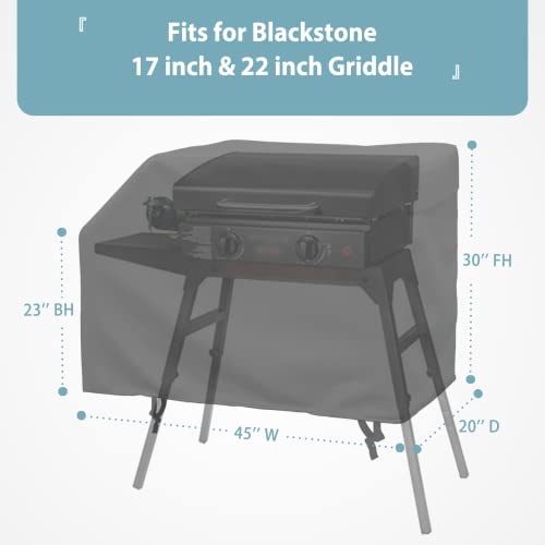 Upgraded Griddle Cover - 22 Inch with Hood and Stand for Blackstone, Waterproof & Heavy Duty with Large Air Vent and Straps, Includes Basting Cover