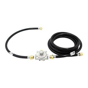 MENSI 10 Feet Low Pressure Natural Hose Conversion Kit with 5" Outlet Pressure Regulator Valve with Hose Adapter 1/2" Male NPT to 3/8" Female Flare Fitting