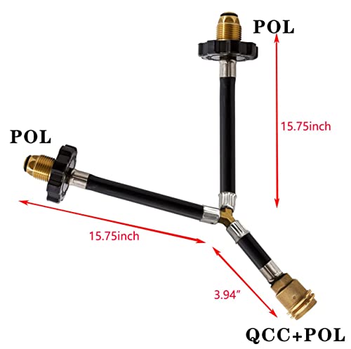 METER STAR 350 PSI High Pressure Universal Dual Propane Tank Connection Kit, Propane Y Splitter Hose Adapter Kit Connect 5-100 lbs Cylinder Tank for Grill, Heater, Fire Pit, Fireplaces