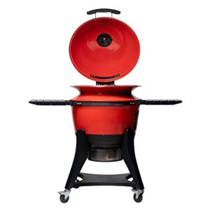 Kamado Joe KJ15040320 Kettle Joe 22 inch Charcoal Grill with Hinged Lid, Cart, and Side Shelves, Blaze Red