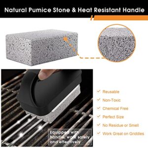 AWEASROY Heavy Duty Grill Cleaner, Grill Cleaning Bricks with Handle, Pumice Griddle Cleaning Stone Removing Stains for BBQ, Swimming Pool, Sink(4 Pack)