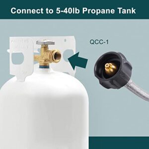 GASPRO 5 Feet Propane Adapter Hose for Blackstone Griddle, 1lb to 20lb Propane Hose Converts 1lb Appliances to 5-40lb Tanks, Fit for Buddy Heater, Gas Grill, and More